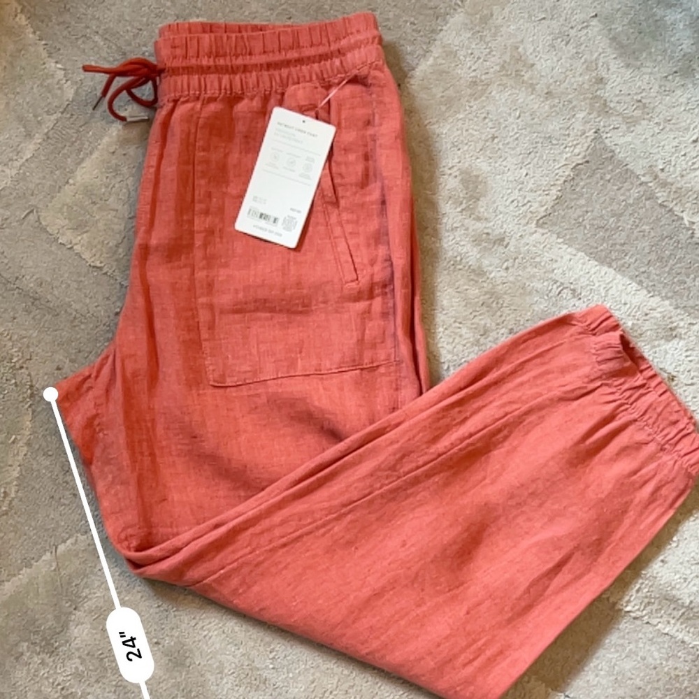 Athleta Women’s Retreat Linen Pant - Persimmon Linen Joggers - Sz 10P - NWT